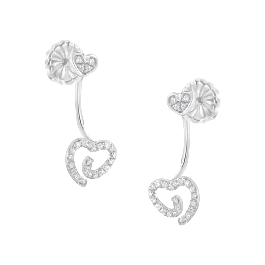 Image 990557.jpg, Product 990-557 / Price $667.00, .925 Sterling Silver 1/4 Cttw Diamond Swirl Heart Front/Back Earrings (I-J Color, I2-I3 Clarity) from Haus of Brilliance on TSC.ca's Jewellery department