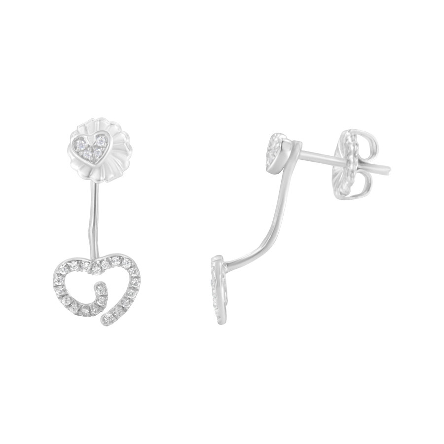 Image 990557_ALTMORE1.jpg, Product 990-557 / Price $667.00, .925 Sterling Silver 1/4 Cttw Diamond Swirl Heart Front/Back Earrings (I-J Color, I2-I3 Clarity) from Haus of Brilliance on TSC.ca's Jewellery department
