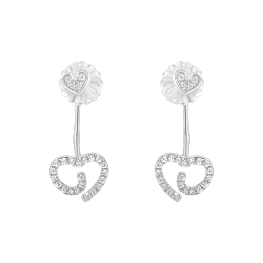 Image 990557_ALTMORE2.jpg, Product 990-557 / Price $667.00, .925 Sterling Silver 1/4 Cttw Diamond Swirl Heart Front/Back Earrings (I-J Color, I2-I3 Clarity) from Haus of Brilliance on TSC.ca's Jewellery department