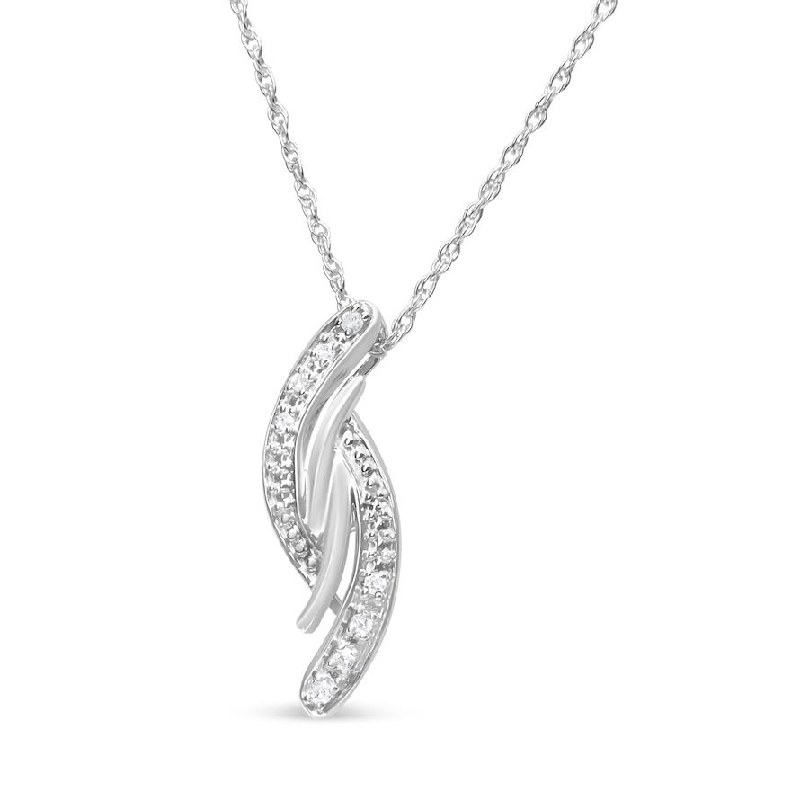Image 990558.jpg, Product 990-558 / Price $433.00, .925 Sterling Silver Diamond Accent Bypass Curve 18" Pendant Necklace (I-J Color, I3 Clarity) from Haus of Brilliance on TSC.ca's Jewellery department