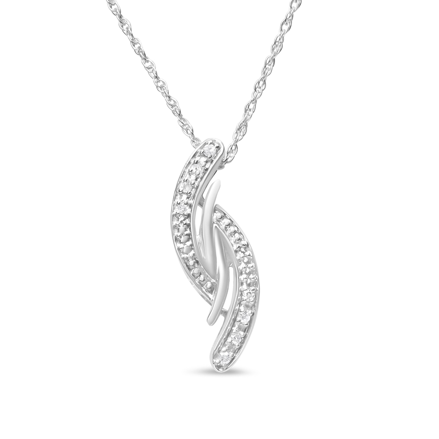 Image 990558_ALTMORE1.jpg, Product 990-558 / Price $433.00, .925 Sterling Silver Diamond Accent Bypass Curve 18" Pendant Necklace (I-J Color, I3 Clarity) from Haus of Brilliance on TSC.ca's Jewellery department