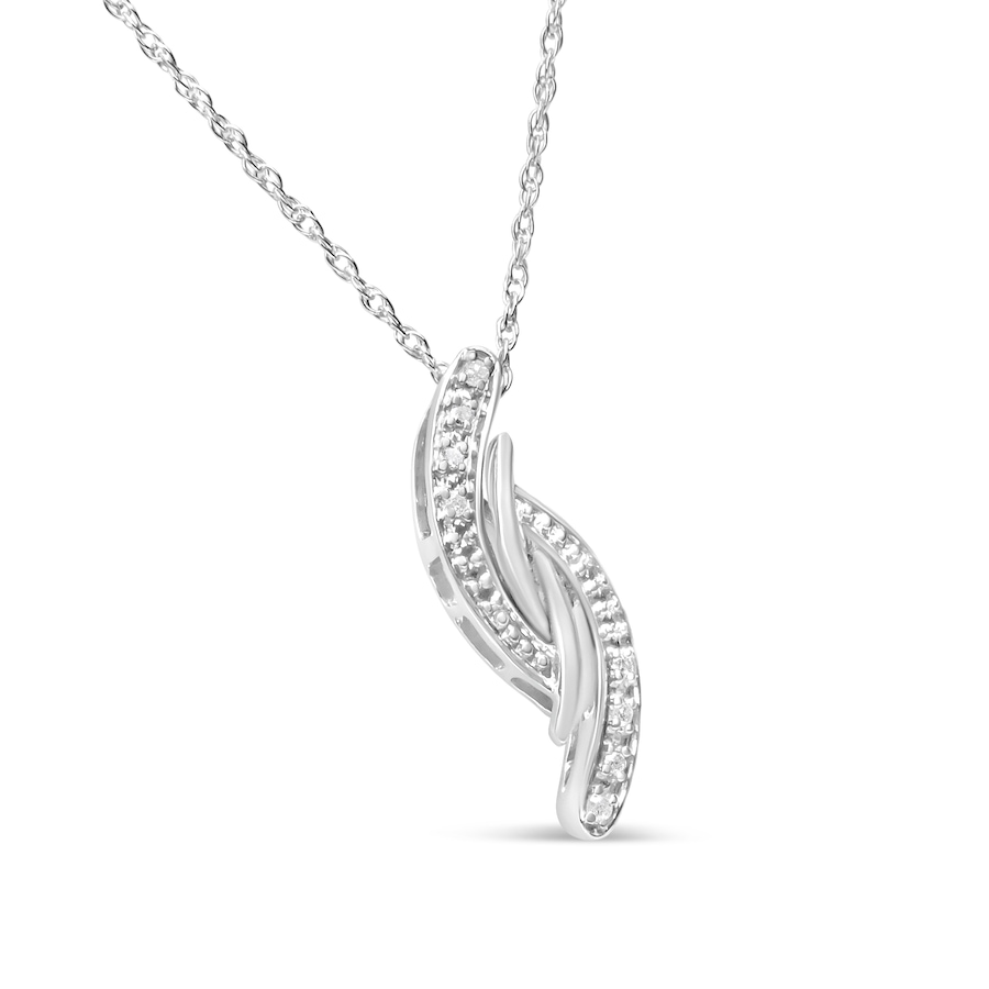 Image 990558_ALTMORE2.jpg, Product 990-558 / Price $433.00, .925 Sterling Silver Diamond Accent Bypass Curve 18" Pendant Necklace (I-J Color, I3 Clarity) from Haus of Brilliance on TSC.ca's Jewellery department