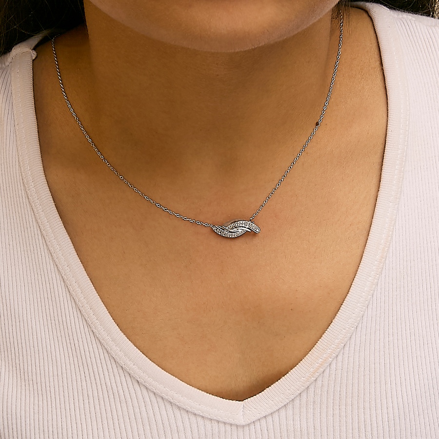 Image 990558_ALTMORE3.jpg, Product 990-558 / Price $433.00, .925 Sterling Silver Diamond Accent Bypass Curve 18" Pendant Necklace (I-J Color, I3 Clarity) from Haus of Brilliance on TSC.ca's Jewellery department
