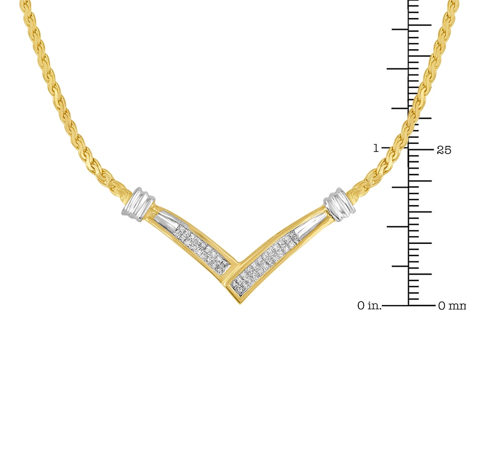 Image 990560_ALTMORE4.jpg, Product 990-560 / Price $5,954.00, 10K Yellow and White Gold 1/2 Cttw Princess Cut Diamond Channel-Set “V” Shape 18" Franco Chain Necklace (H-I Color, SI2-I1 Clarity) from Haus of Brilliance on TSC.ca's Jewellery department