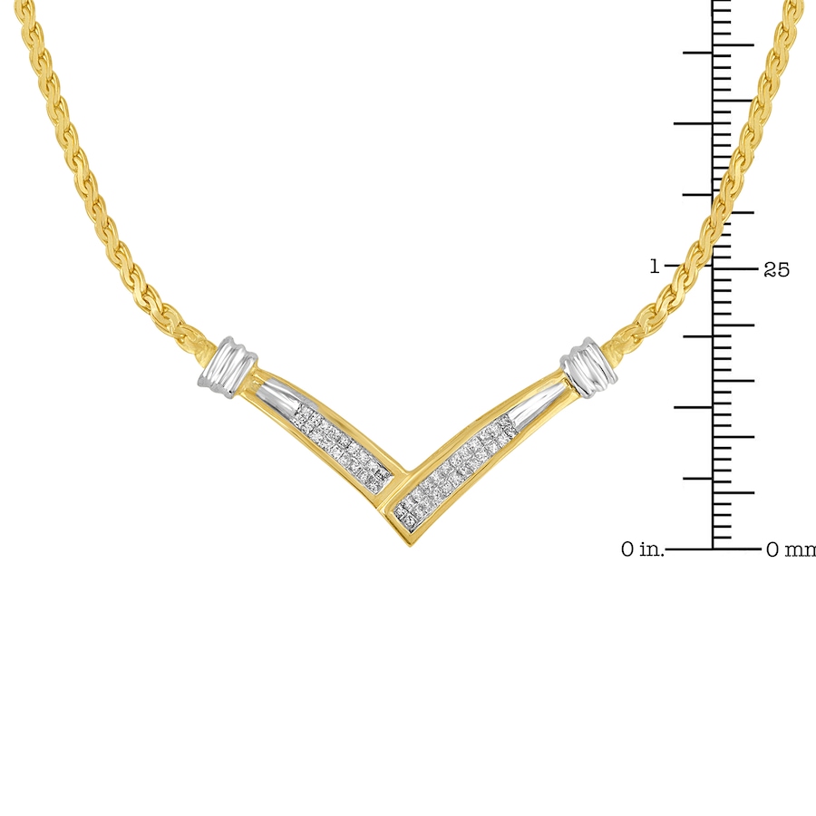 Image 990560_ALTMORE4.jpg, Product 990-560 / Price $7,740.00, 10K Yellow and White Gold 1/2 Cttw Princess Cut Diamond Channel-Set “V” Shape 18" Franco Chain Necklace (H-I Color, SI2-I1 Clarity) from Haus of Brilliance on TSC.ca's Jewellery department