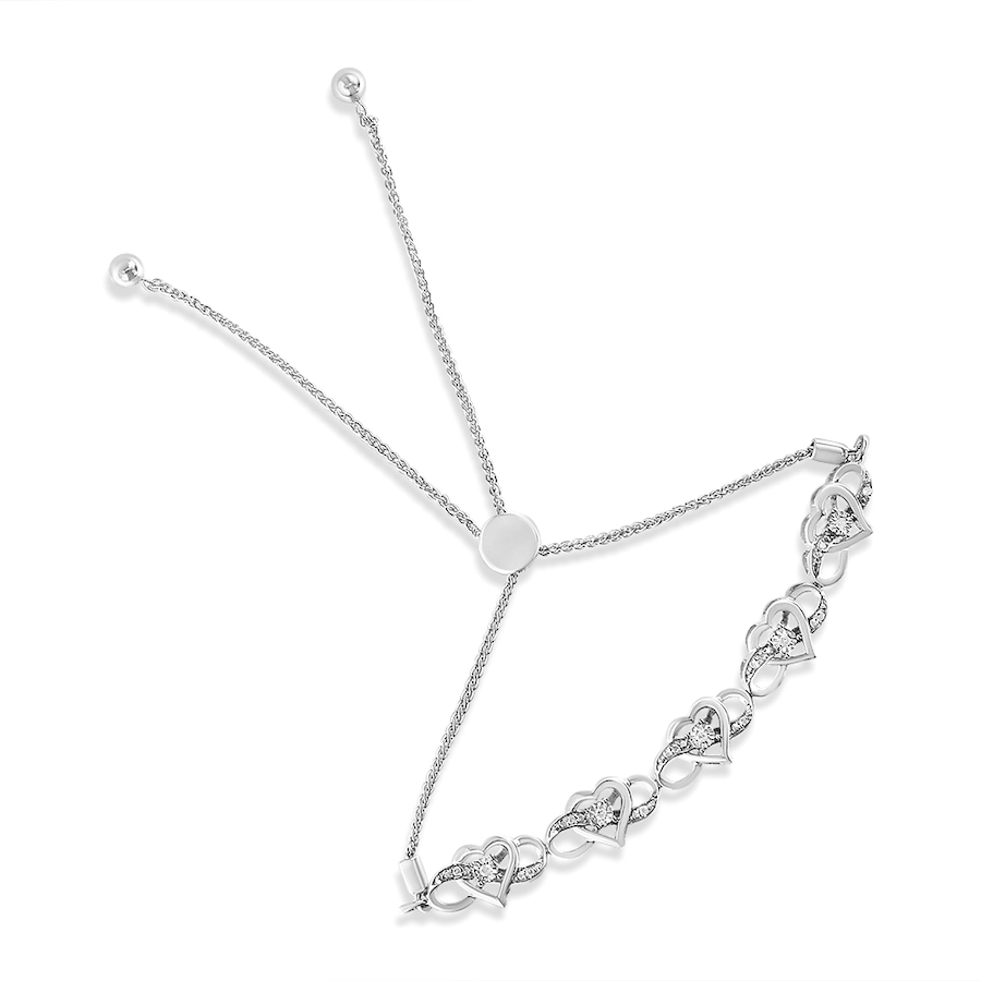 Image 990561.jpg, Product 990-561 / Price $831.00, .925 Sterling Silver Diamond Accent Interlocking Infinity and Heart 4”-10” Adjustable Bolo Tennis Bolo Bracelet (H-I Color, I2-I3 Clarity) from Haus of Brilliance on TSC.ca's Jewellery department