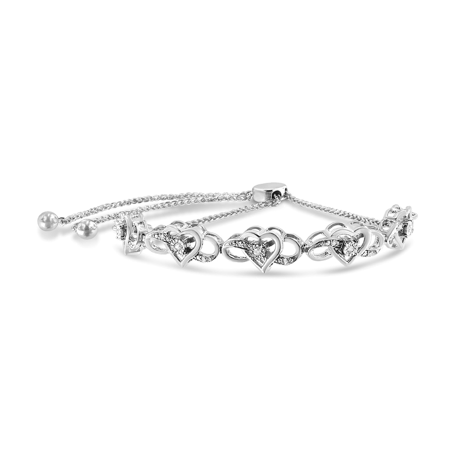 Image 990561_ALTMORE1.jpg, Product 990-561 / Price $831.00, .925 Sterling Silver Diamond Accent Interlocking Infinity and Heart 4”-10” Adjustable Bolo Tennis Bolo Bracelet (H-I Color, I2-I3 Clarity) from Haus of Brilliance on TSC.ca's Jewellery department