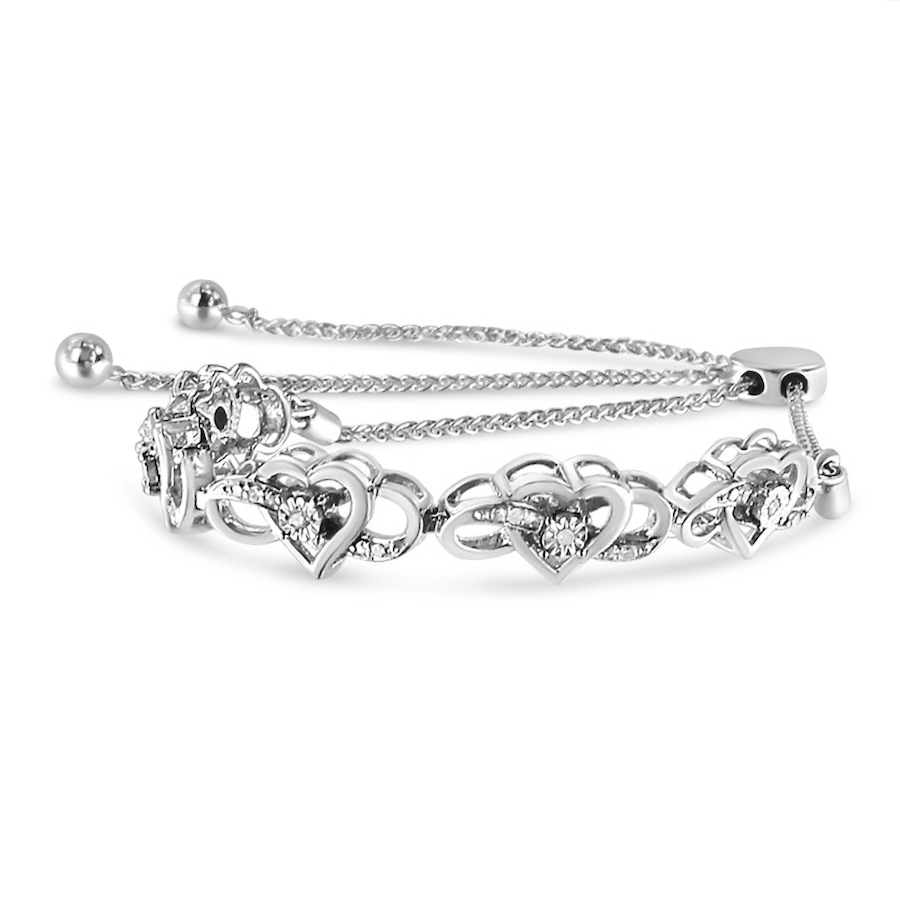 Image 990561_ALTMORE2.jpg, Product 990-561 / Price $831.00, .925 Sterling Silver Diamond Accent Interlocking Infinity and Heart 4”-10” Adjustable Bolo Tennis Bolo Bracelet (H-I Color, I2-I3 Clarity) from Haus of Brilliance on TSC.ca's Jewellery department