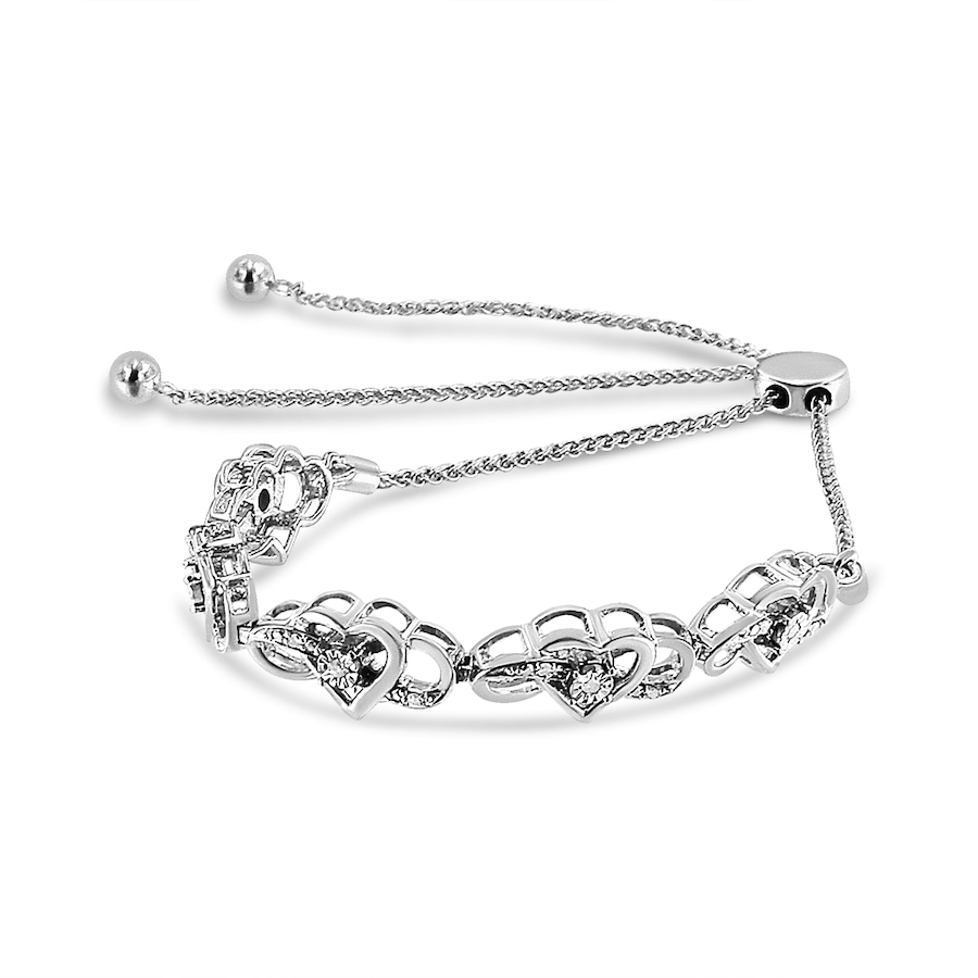 Image 990561_ALTMORE3.jpg, Product 990-561 / Price $831.00, .925 Sterling Silver Diamond Accent Interlocking Infinity and Heart 4”-10” Adjustable Bolo Tennis Bolo Bracelet (H-I Color, I2-I3 Clarity) from Haus of Brilliance on TSC.ca's Jewellery department