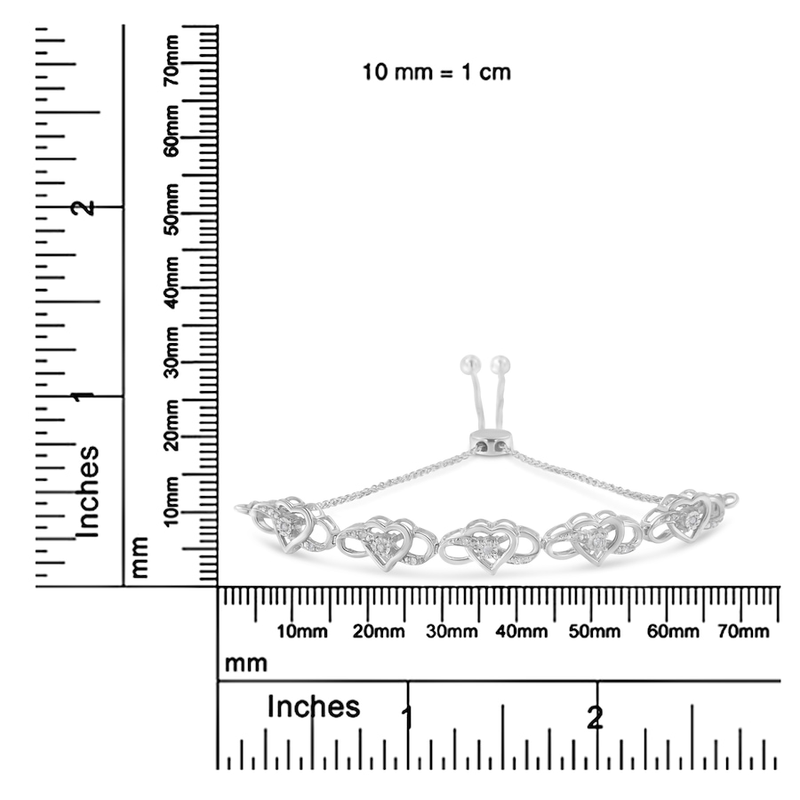 Image 990561_ALTMORE5.jpg, Product 990-561 / Price $831.00, .925 Sterling Silver Diamond Accent Interlocking Infinity and Heart 4”-10” Adjustable Bolo Tennis Bolo Bracelet (H-I Color, I2-I3 Clarity) from Haus of Brilliance on TSC.ca's Jewellery department