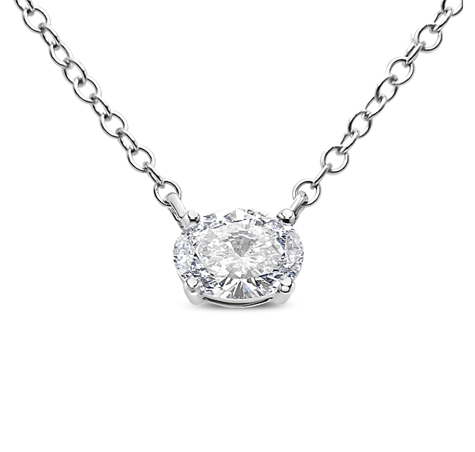 Image 990564.jpg, Product 990-564 / Price $3,440.00, 14K White Gold 1/2 Cttw Lab Grown Oval Shape Solitaire Diamond East West 18" Pendant Necklace (E-F Color, VS1-VS2 Clarity) from Haus of Brilliance on TSC.ca's Jewellery department
