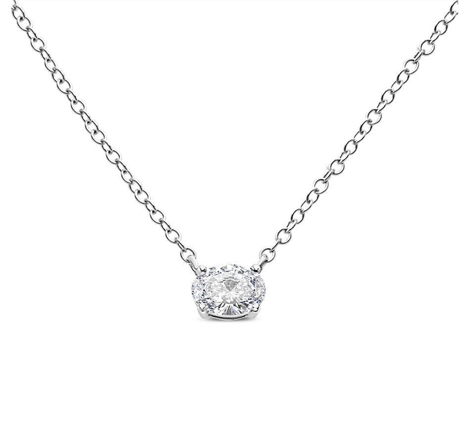 Image 990564_ALTMORE2.jpg, Product 990-564 / Price $3,440.00, 14K White Gold 1/2 Cttw Lab Grown Oval Shape Solitaire Diamond East West 18" Pendant Necklace (E-F Color, VS1-VS2 Clarity) from Haus of Brilliance on TSC.ca's Jewellery department
