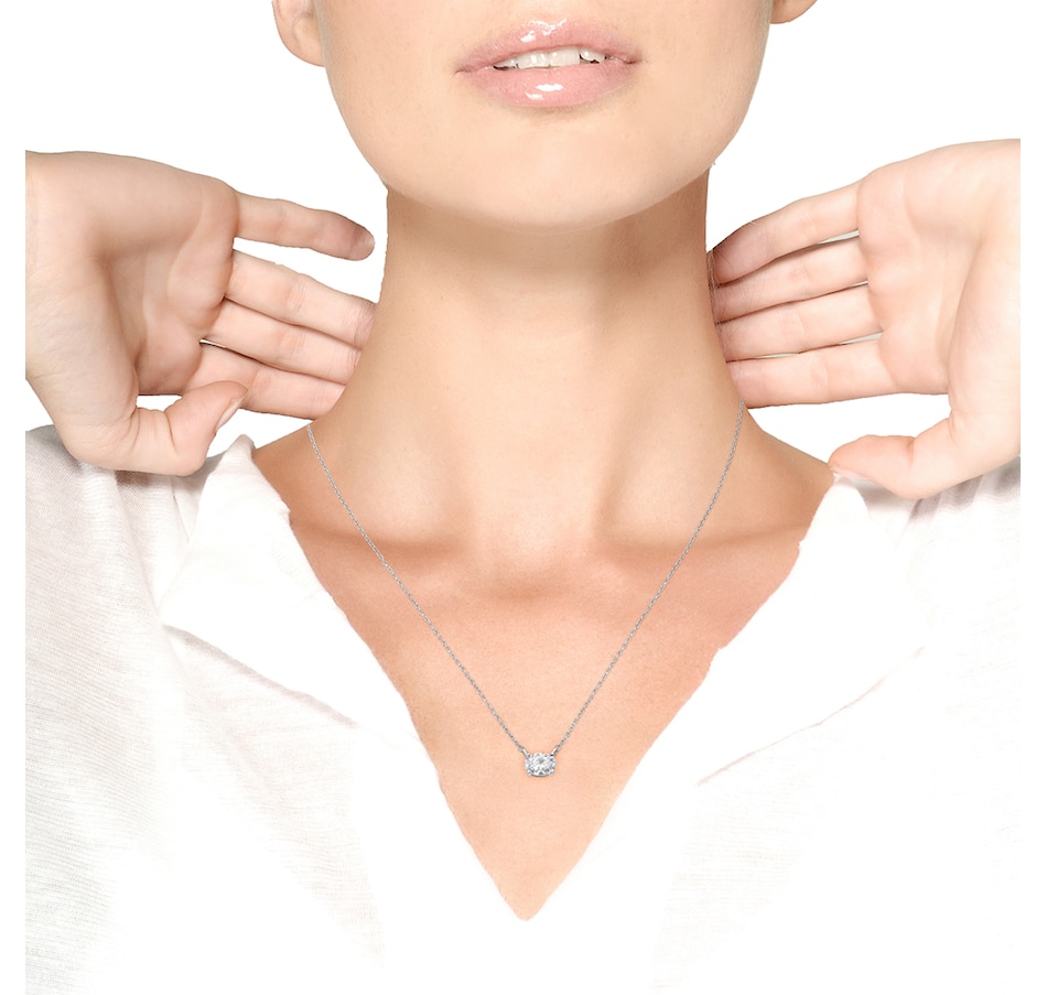 Image 990564_ALTMORE4.jpg, Product 990-564 / Price $3,440.00, 14K White Gold 1/2 Cttw Lab Grown Oval Shape Solitaire Diamond East West 18" Pendant Necklace (E-F Color, VS1-VS2 Clarity) from Haus of Brilliance on TSC.ca's Jewellery department