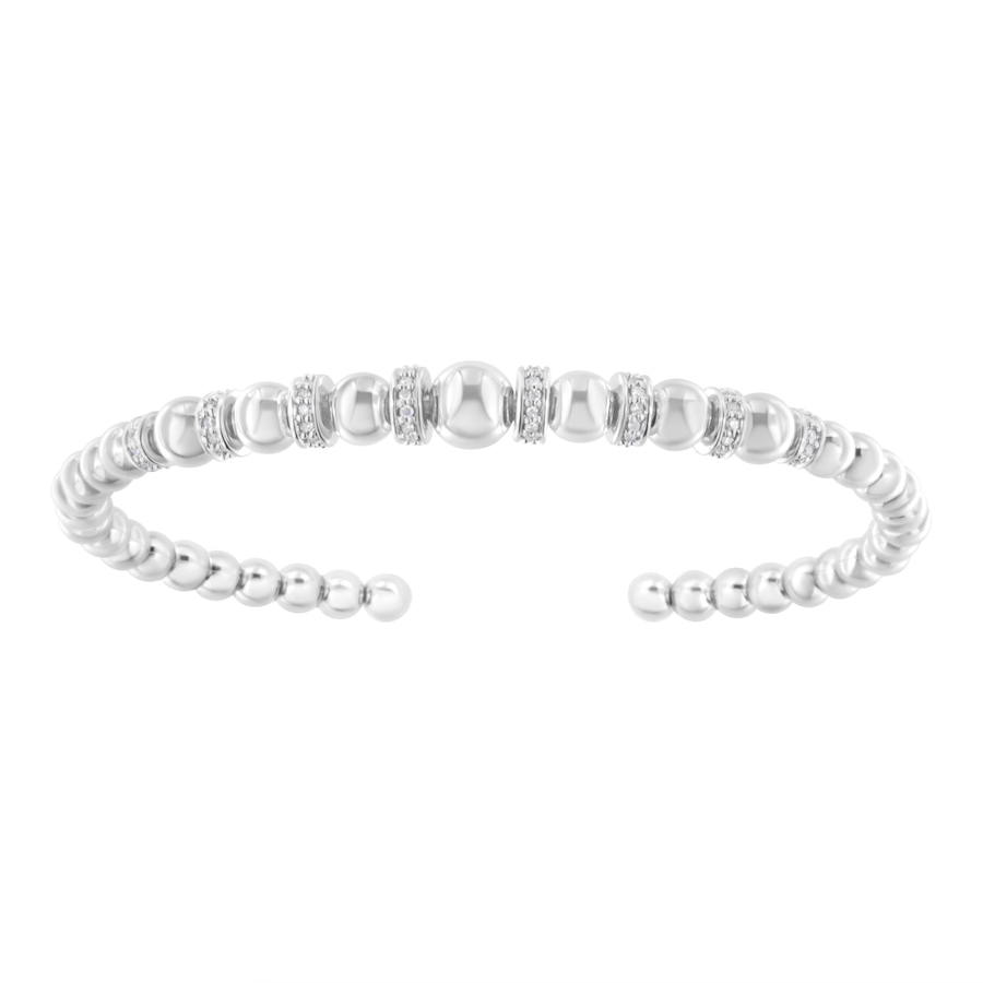 Image 990565_ALTMORE1.jpg, Product 990-565 / Price $1,053.00, .925 Sterling Silver 1/4 Cttw Diamond Rondelle Graduated Ball Bead Cuff Bangle Bracelet (I-J color, I2-I3 clarity) - Fits wrists up to 7 1/2 inches from Haus of Brilliance on TSC.ca's Jewellery department