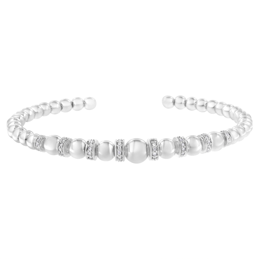 Image 990565_ALTMORE2.jpg, Product 990-565 / Price $1,053.00, .925 Sterling Silver 1/4 Cttw Diamond Rondelle Graduated Ball Bead Cuff Bangle Bracelet (I-J color, I2-I3 clarity) - Fits wrists up to 7 1/2 inches from Haus of Brilliance on TSC.ca's Jewellery department