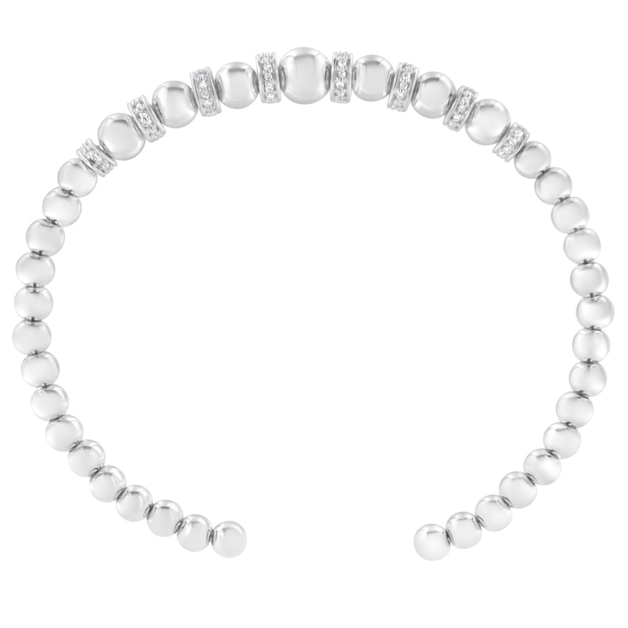 Image 990565_ALTMORE3.jpg, Product 990-565 / Price $1,053.00, .925 Sterling Silver 1/4 Cttw Diamond Rondelle Graduated Ball Bead Cuff Bangle Bracelet (I-J color, I2-I3 clarity) - Fits wrists up to 7 1/2 inches from Haus of Brilliance on TSC.ca's Jewellery department