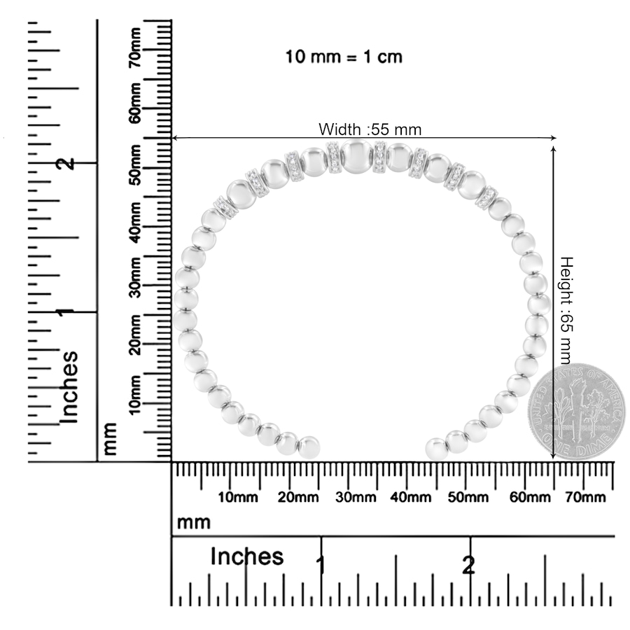 Image 990565_ALTMORE5.jpg, Product 990-565 / Price $1,053.00, .925 Sterling Silver 1/4 Cttw Diamond Rondelle Graduated Ball Bead Cuff Bangle Bracelet (I-J color, I2-I3 clarity) - Fits wrists up to 7 1/2 inches from Haus of Brilliance on TSC.ca's Jewellery department