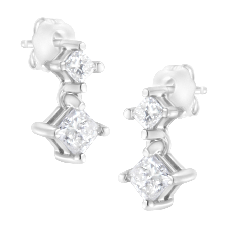 Image 990570.jpg, Product 990-570 / Price $8,670.00, 14K White Gold 3/4 cttw Double Diamond Princess-Cut Stud Earrings (I-J Clarity, I2-I3 Color) from Haus of Brilliance on TSC.ca's Jewellery department
