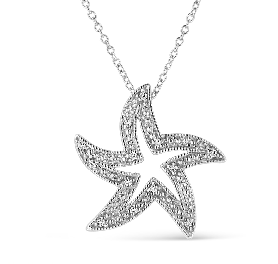 Image 990574.jpg, Product 990-574 / Price $726.00, .925 Sterling Silver Prong-Set Diamond Accent Starfish 18" Pendant Necklace (I-J Color, I1-I2 Clarity) from Haus of Brilliance on TSC.ca's Jewellery department