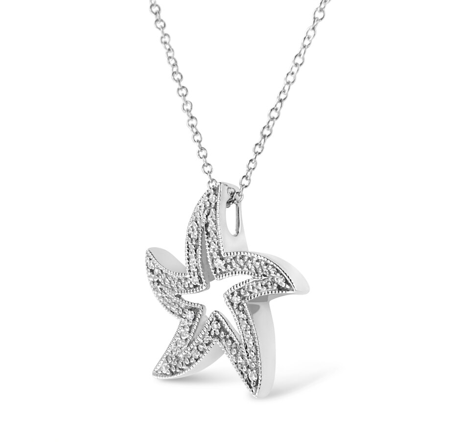 Image 990574_ALTMORE2.jpg, Product 990-574 / Price $726.00, .925 Sterling Silver Prong-Set Diamond Accent Starfish 18" Pendant Necklace (I-J Color, I1-I2 Clarity) from Haus of Brilliance on TSC.ca's Jewellery department