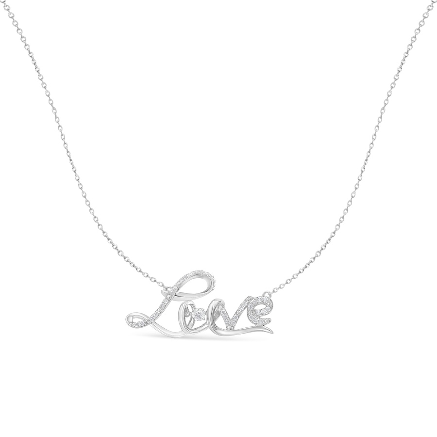 Image 990576_ALTMORE1.jpg, Product 990-576 / Price $1,334.00, .925 Sterling Silver 1/4 Cttw Diamond Cursive "Love" 18" Pendant Necklace (H-I Color, I1-I2 Clarity) from Haus of Brilliance on TSC.ca's Jewellery department