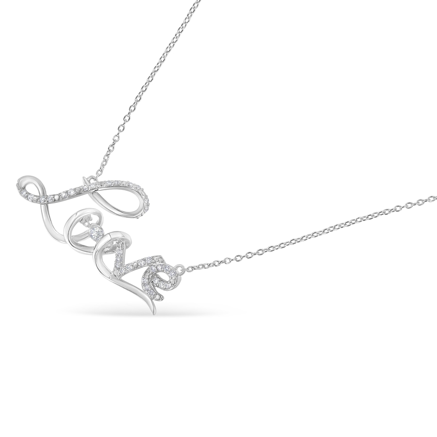 Image 990576_ALTMORE2.jpg, Product 990-576 / Price $1,334.00, .925 Sterling Silver 1/4 Cttw Diamond Cursive "Love" 18" Pendant Necklace (H-I Color, I1-I2 Clarity) from Haus of Brilliance on TSC.ca's Jewellery department