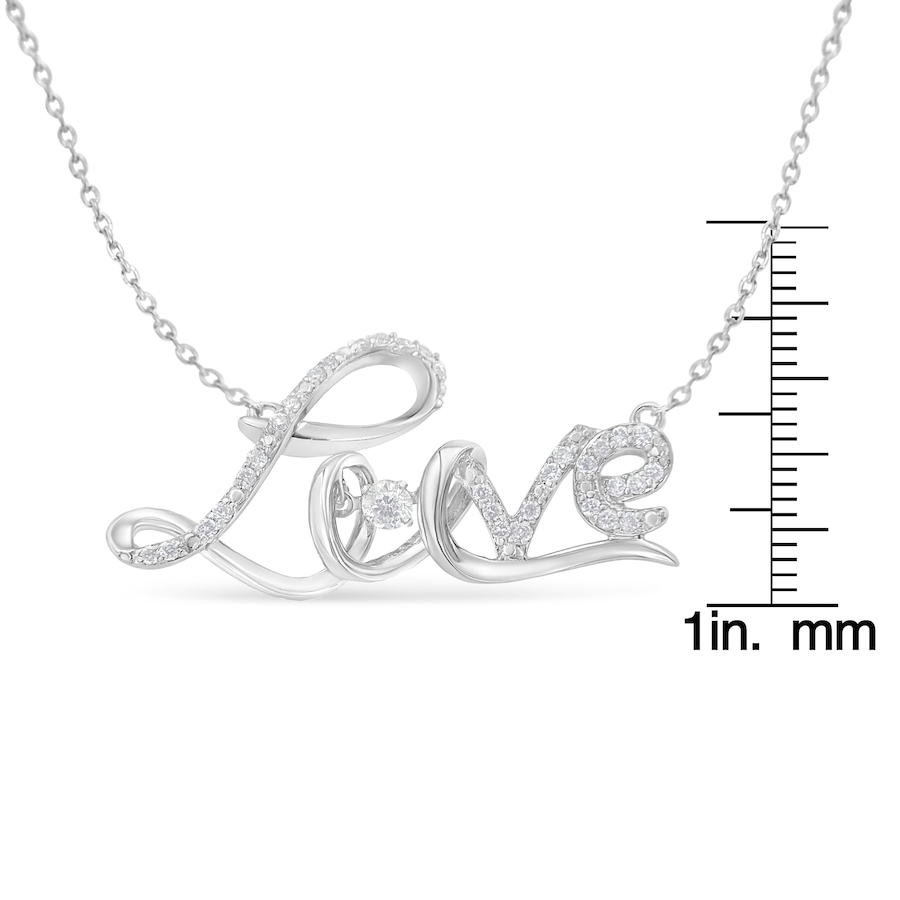 Image 990576_ALTMORE4.jpg, Product 990-576 / Price $1,334.00, .925 Sterling Silver 1/4 Cttw Diamond Cursive "Love" 18" Pendant Necklace (H-I Color, I1-I2 Clarity) from Haus of Brilliance on TSC.ca's Jewellery department