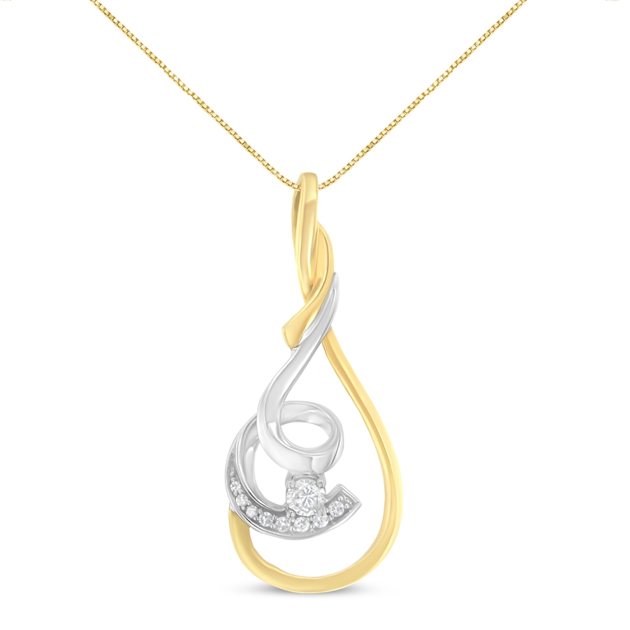 Image 990577.jpg, Product 990-577 / Price $1,571.00, Espira 10K Two-Tone Yellow & White 1/6 Cttw Brilliant-Cut Diamond Layered Spiral 18" Pendant Necklace (H-I Color, I2-I3 Clarity) from Haus of Brilliance on TSC.ca's Jewellery department