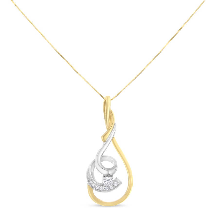 Image 990577_ALTMORE1.jpg, Product 990-577 / Price $1,571.00, Espira 10K Two-Tone Yellow & White 1/6 Cttw Brilliant-Cut Diamond Layered Spiral 18" Pendant Necklace (H-I Color, I2-I3 Clarity) from Haus of Brilliance on TSC.ca's Jewellery department