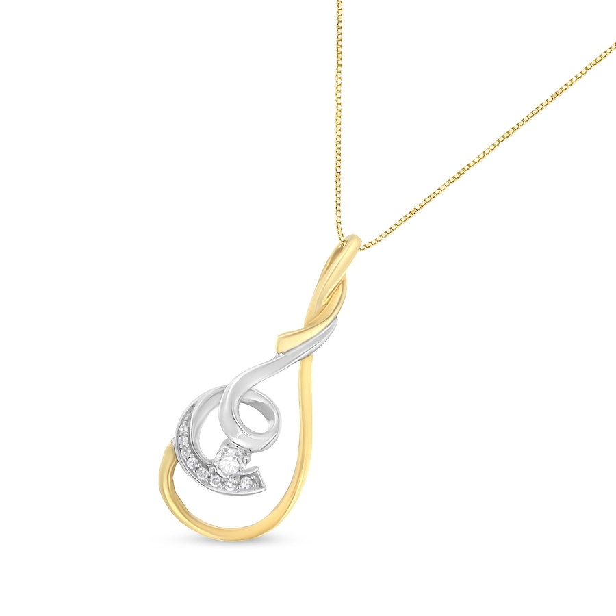 Image 990577_ALTMORE2.jpg, Product 990-577 / Price $1,571.00, Espira 10K Two-Tone Yellow & White 1/6 Cttw Brilliant-Cut Diamond Layered Spiral 18" Pendant Necklace (H-I Color, I2-I3 Clarity) from Haus of Brilliance on TSC.ca's Jewellery department
