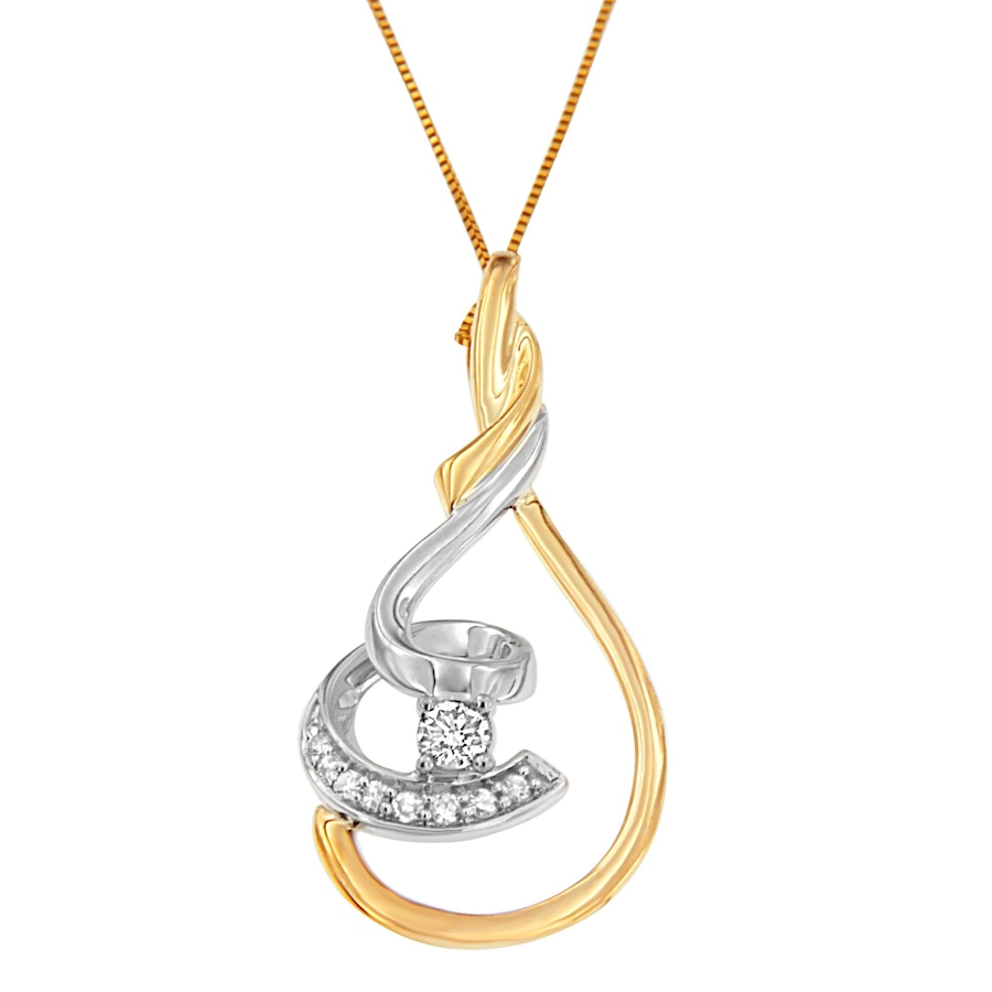 Image 990577_ALTMORE3.jpg, Product 990-577 / Price $1,571.00, Espira 10K Two-Tone Yellow & White 1/6 Cttw Brilliant-Cut Diamond Layered Spiral 18" Pendant Necklace (H-I Color, I2-I3 Clarity) from Haus of Brilliance on TSC.ca's Jewellery department