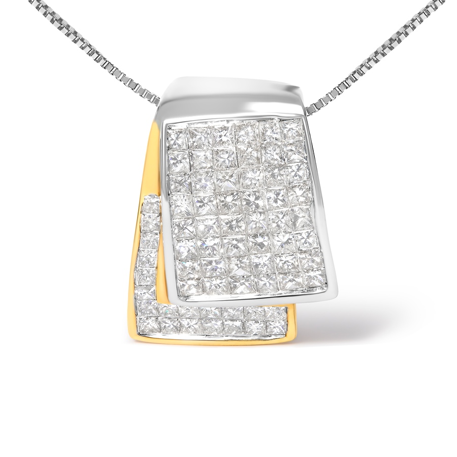 Image 990580_ALTMORE1.jpg, Product 990-580 / Price $11,031.00, 14K White and Yellow Gold 2.0 Cttw Princess Cut Diamond Two Tone Foldover Box Pendant 18” Box Chain Necklace (H-I Color, SI1-SI2 Clarity) from Haus of Brilliance on TSC.ca's Jewellery department