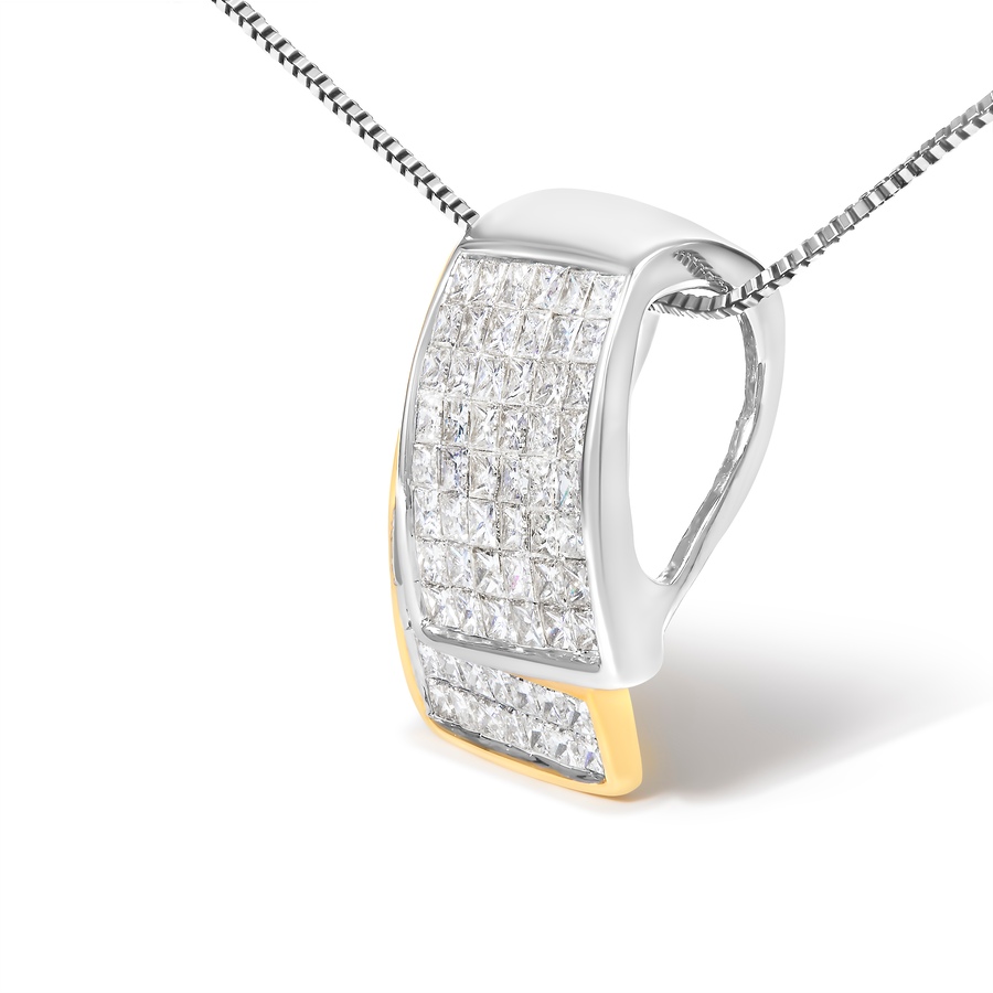 Image 990580_ALTMORE2.jpg, Product 990-580 / Price $11,031.00, 14K White and Yellow Gold 2.0 Cttw Princess Cut Diamond Two Tone Foldover Box Pendant 18” Box Chain Necklace (H-I Color, SI1-SI2 Clarity) from Haus of Brilliance on TSC.ca's Jewellery department