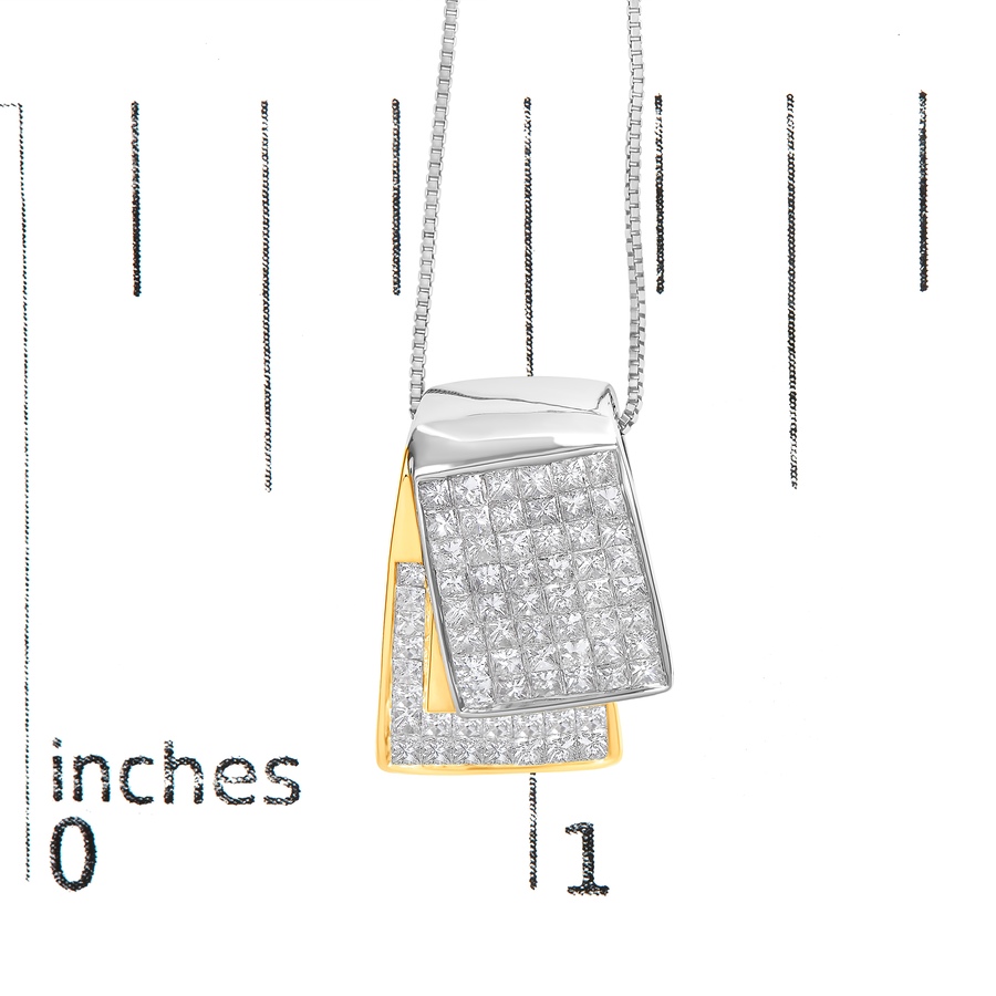 Image 990580_ALTMORE4.jpg, Product 990-580 / Price $11,031.00, 14K White and Yellow Gold 2.0 Cttw Princess Cut Diamond Two Tone Foldover Box Pendant 18” Box Chain Necklace (H-I Color, SI1-SI2 Clarity) from Haus of Brilliance on TSC.ca's Jewellery department