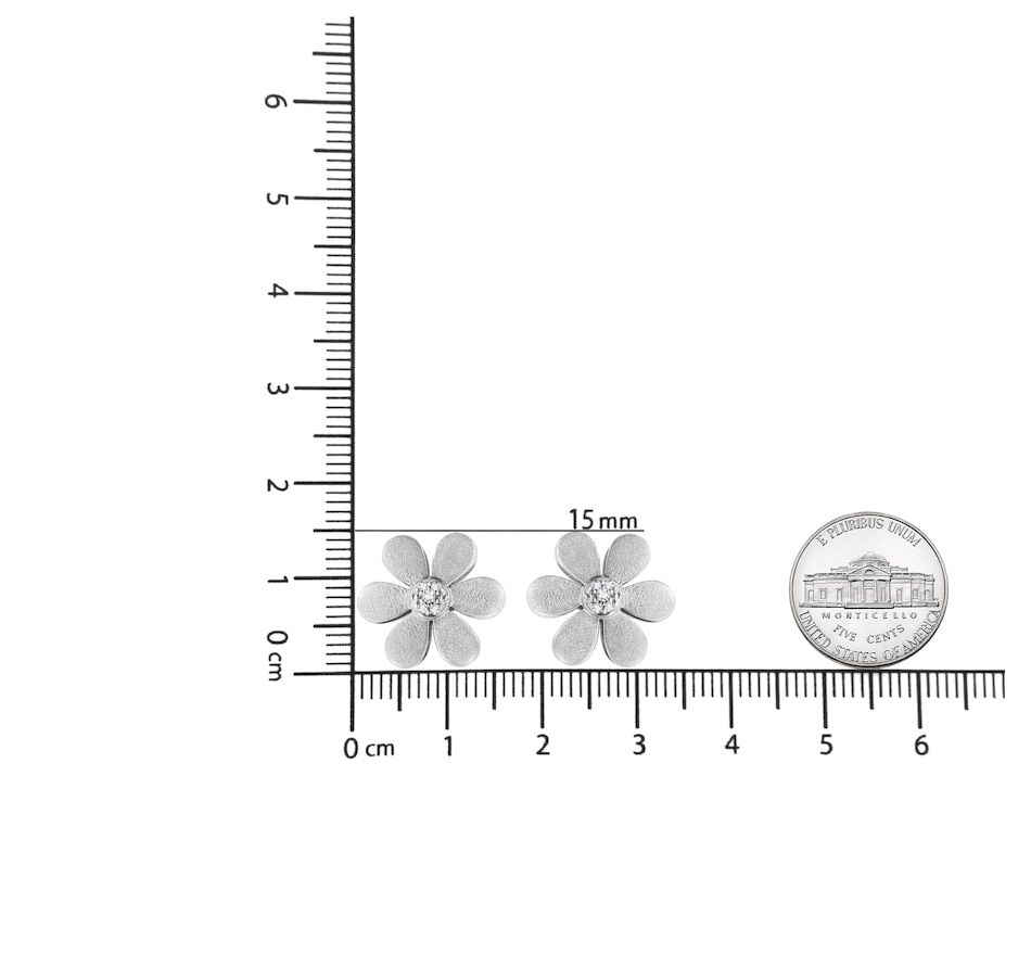 Image 990581_ALTMORE4.jpg, Product 990-581 / Price $675.00, Matte Finished .925 Sterling Silver Diamond Accent Flower Hoop Stud Earring (I-J Color, I1-I2 Clarity) from Haus of Brilliance on TSC.ca's Jewellery department