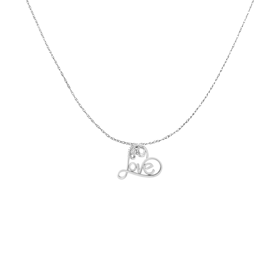 Image 990591_ALTMORE2.jpg, Product 990-591 / Price $843.00, .925 Sterling Silver 1/10 Cttw Round Brilliant-Cut Diamond Accented Open Heart with Love 18" Pendant Necklace (H-I Color, I1-I2 Clarity) from Haus of Brilliance on TSC.ca's Jewellery department