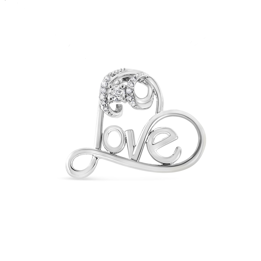Image 990591_ALTMORE3.jpg, Product 990-591 / Price $843.00, .925 Sterling Silver 1/10 Cttw Round Brilliant-Cut Diamond Accented Open Heart with Love 18" Pendant Necklace (H-I Color, I1-I2 Clarity) from Haus of Brilliance on TSC.ca's Jewellery department