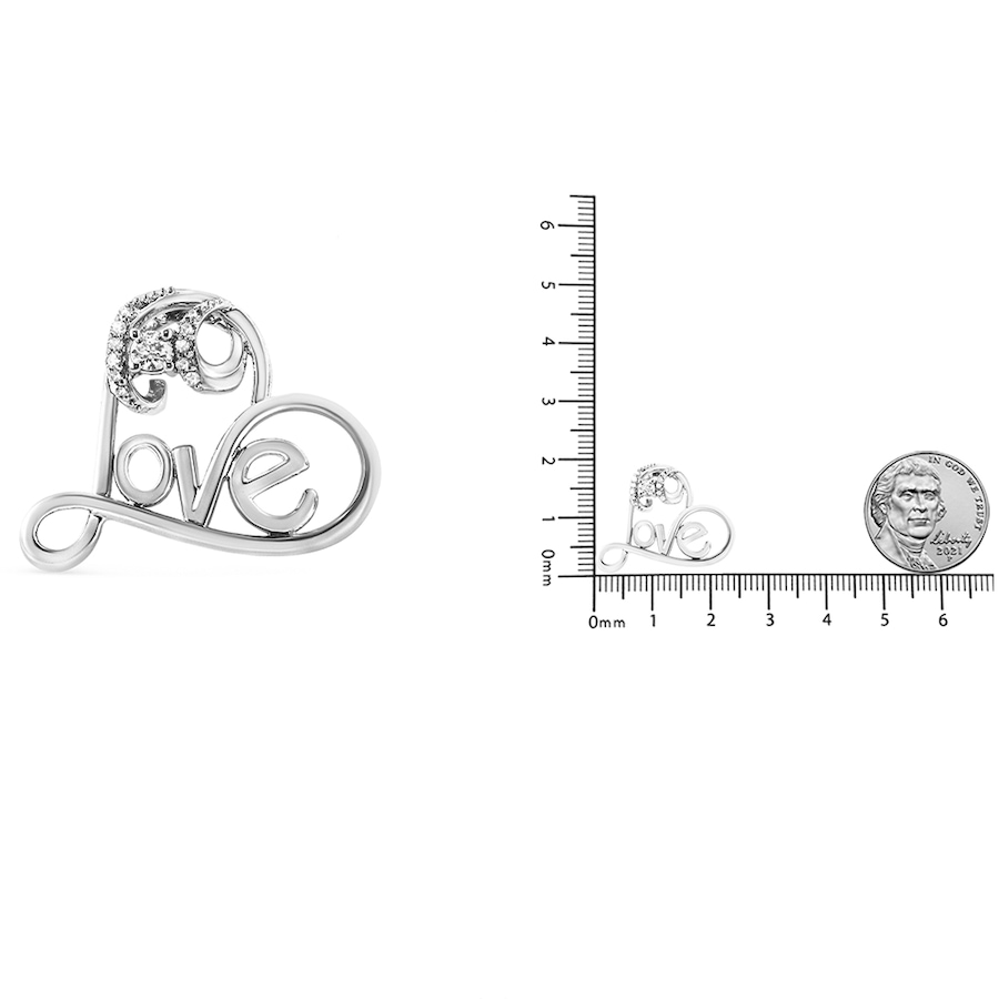 Image 990591_ALTMORE5.jpg, Product 990-591 / Price $843.00, .925 Sterling Silver 1/10 Cttw Round Brilliant-Cut Diamond Accented Open Heart with Love 18" Pendant Necklace (H-I Color, I1-I2 Clarity) from Haus of Brilliance on TSC.ca's Jewellery department