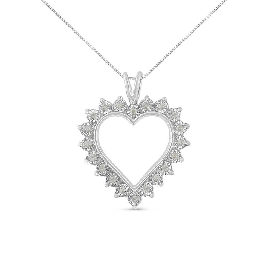 Image 990593.jpg, Product 990-593 / Price $550.00, .925 Sterling Silver 1/4 Cttw Miracle Set Diamond Open Heart 18" Pendant Necklace (I-J Color, I3 Clarity) from Haus of Brilliance on TSC.ca's Jewellery department