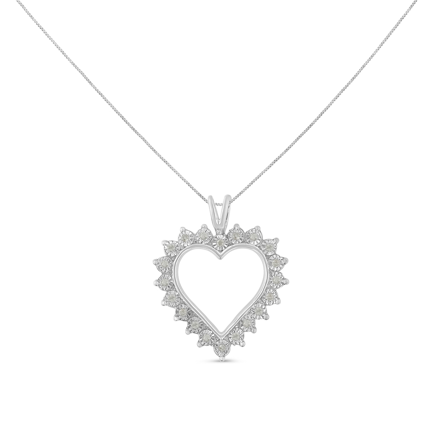 Image 990593_ALTMORE1.jpg, Product 990-593 / Price $550.00, .925 Sterling Silver 1/4 Cttw Miracle Set Diamond Open Heart 18" Pendant Necklace (I-J Color, I3 Clarity) from Haus of Brilliance on TSC.ca's Jewellery department
