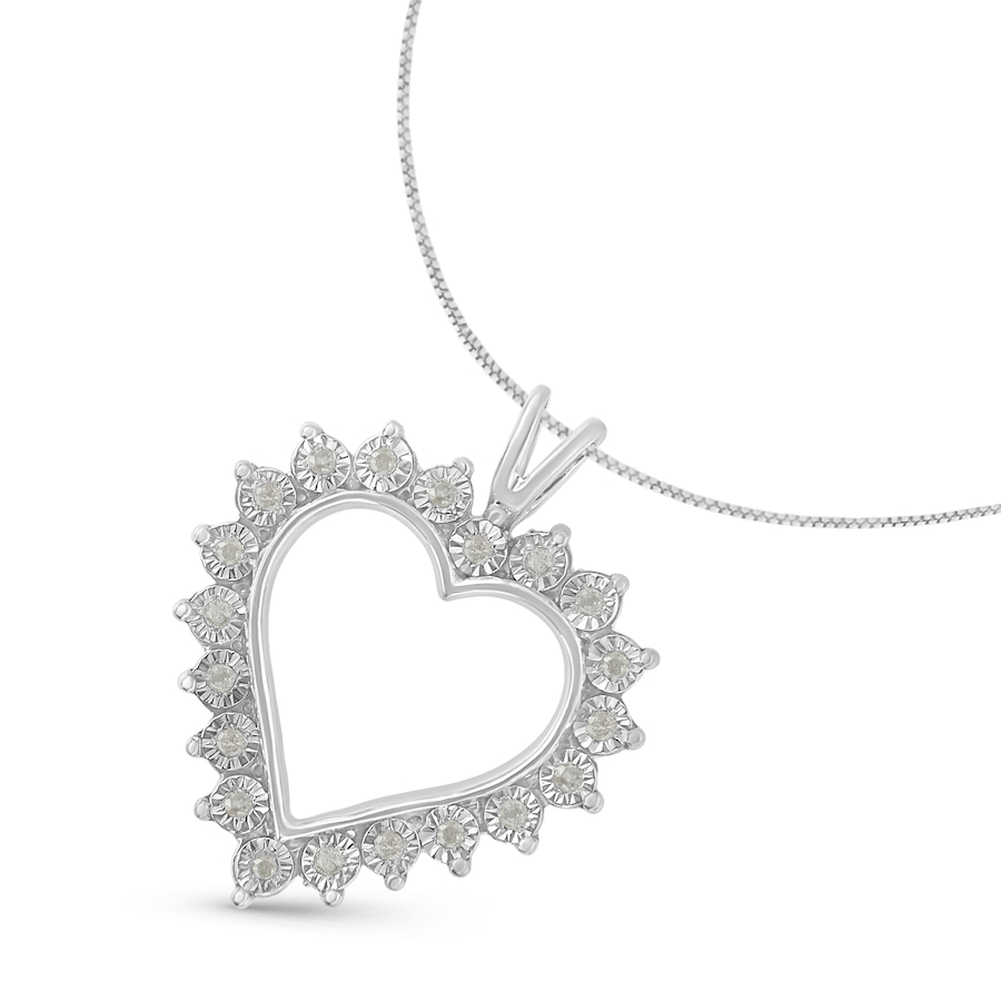 Image 990593_ALTMORE2.jpg, Product 990-593 / Price $550.00, .925 Sterling Silver 1/4 Cttw Miracle Set Diamond Open Heart 18" Pendant Necklace (I-J Color, I3 Clarity) from Haus of Brilliance on TSC.ca's Jewellery department