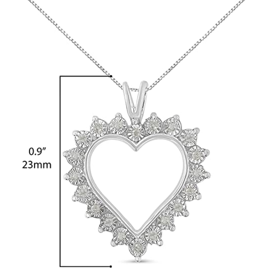 Image 990593_ALTMORE4.jpg, Product 990-593 / Price $550.00, .925 Sterling Silver 1/4 Cttw Miracle Set Diamond Open Heart 18" Pendant Necklace (I-J Color, I3 Clarity) from Haus of Brilliance on TSC.ca's Jewellery department