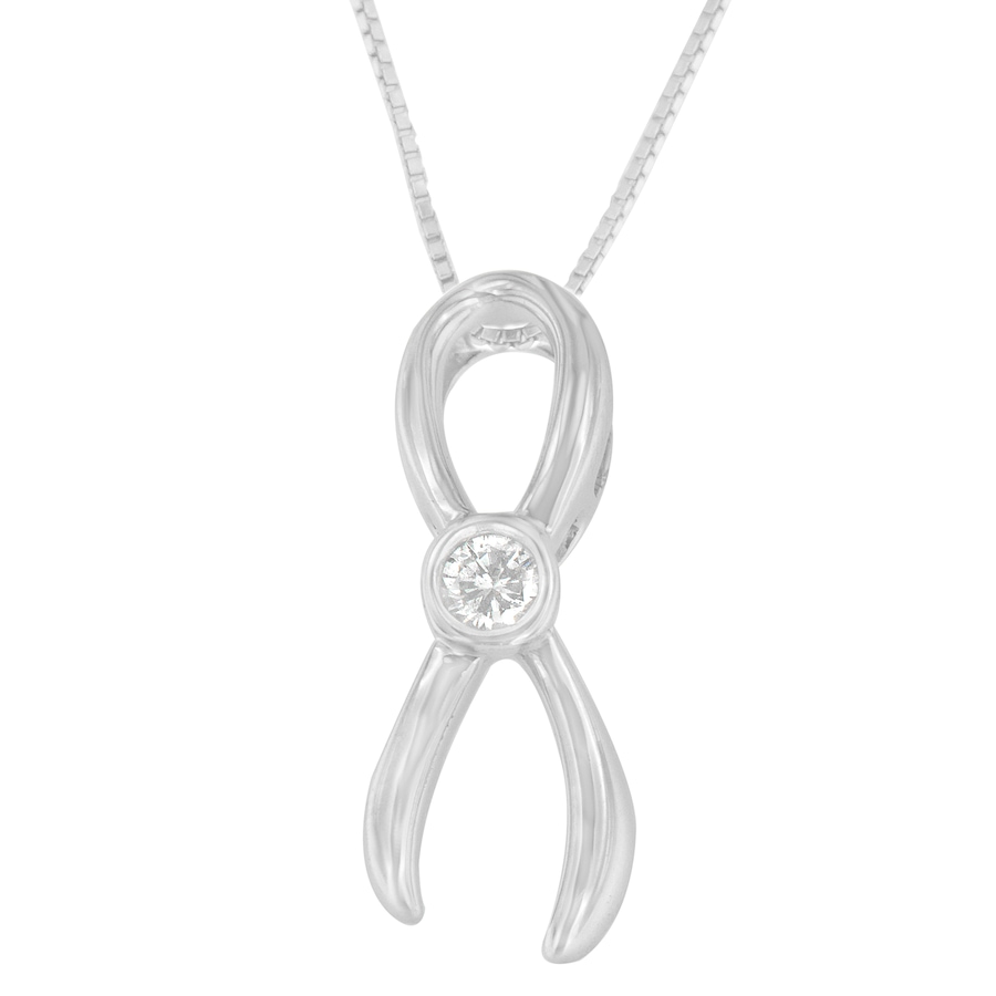 Image 990598_ALTMORE1.jpg, Product 990-598 / Price $378.00, .925 Sterling Silver 1/10 cttw Diamond Ribbon Pendant Necklace (H-I, I1-I2) from Haus of Brilliance on TSC.ca's Jewellery department