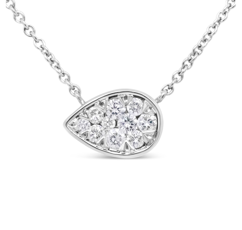 Image 990599.jpg, Product 990-599 / Price $2,967.00, 14K White Gold 1/4 Cttw Round Diamond Composite Teardrop Shape 18" Pendant Necklace - (G-H Color, SI2-I1 Clarity) from Haus of Brilliance on TSC.ca's Jewellery department