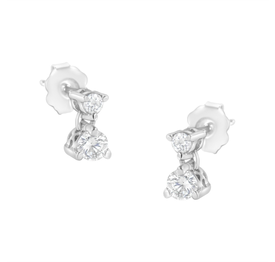 Image 990603.jpg, Product 990-603 / Price $1,797.00, 14KT White Gold 1/2 cttw Double Diamond Dangle Stud Earrings (H-I, I1-I2) from Haus of Brilliance on TSC.ca's Jewellery department