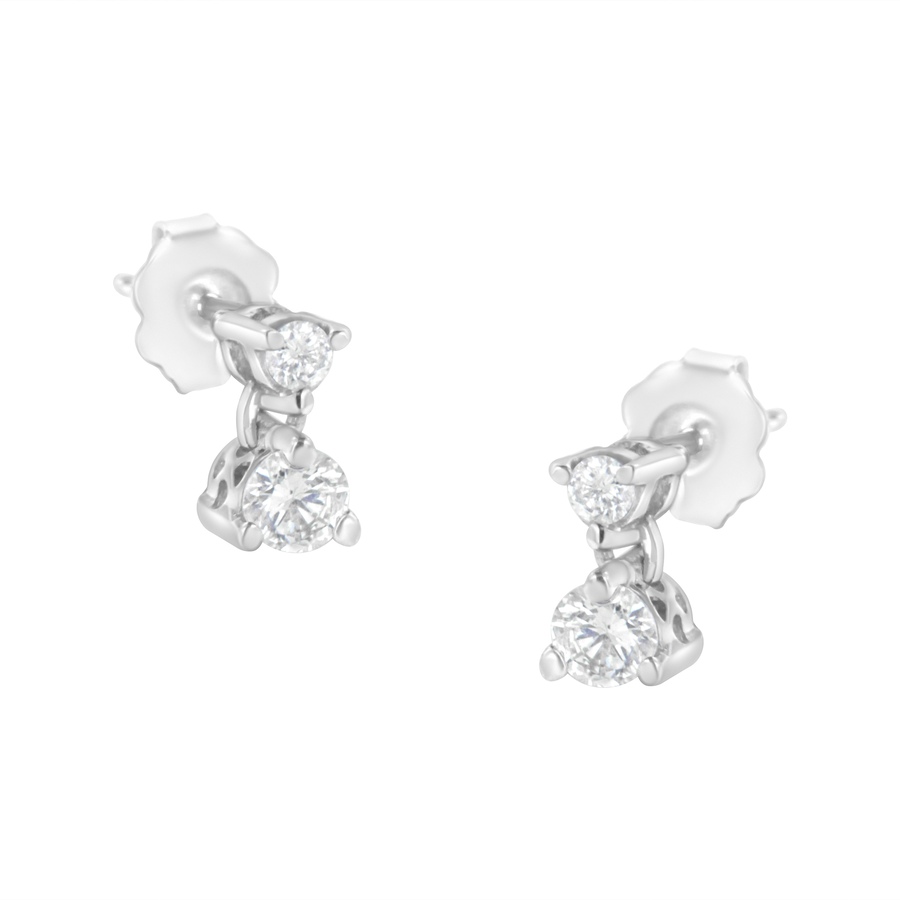Image 990603.jpg, Product 990-603 / Price $3,116.00, 14KT White Gold 1/2 cttw Double Diamond Dangle Stud Earrings (H-I, I1-I2) from Haus of Brilliance on TSC.ca's Jewellery department