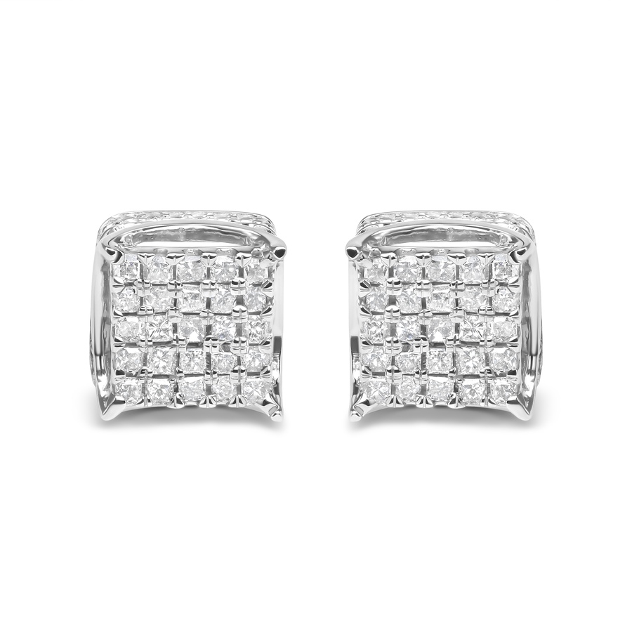 Image 990604.jpg, Product 990-604 / Price $2,256.00, 10K White Gold 1/2 Cttw Princess Cut Diamond Square Shaped Multi Stone Stud Earrings (H-I Color, SI1-SI2 Clarity) from Haus of Brilliance on TSC.ca's Jewellery department
