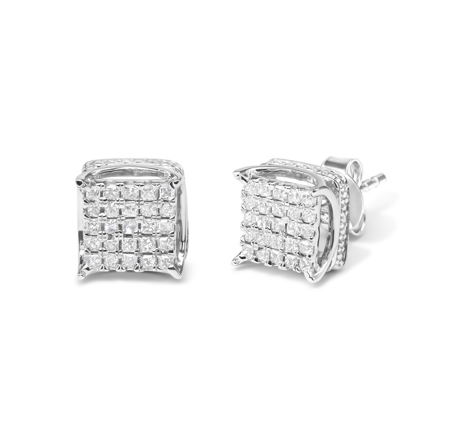 Image 990604_ALTMORE1.jpg, Product 990-604 / Price $2,256.00, 10K White Gold 1/2 Cttw Princess Cut Diamond Square Shaped Multi Stone Stud Earrings (H-I Color, SI1-SI2 Clarity) from Haus of Brilliance on TSC.ca's Jewellery department