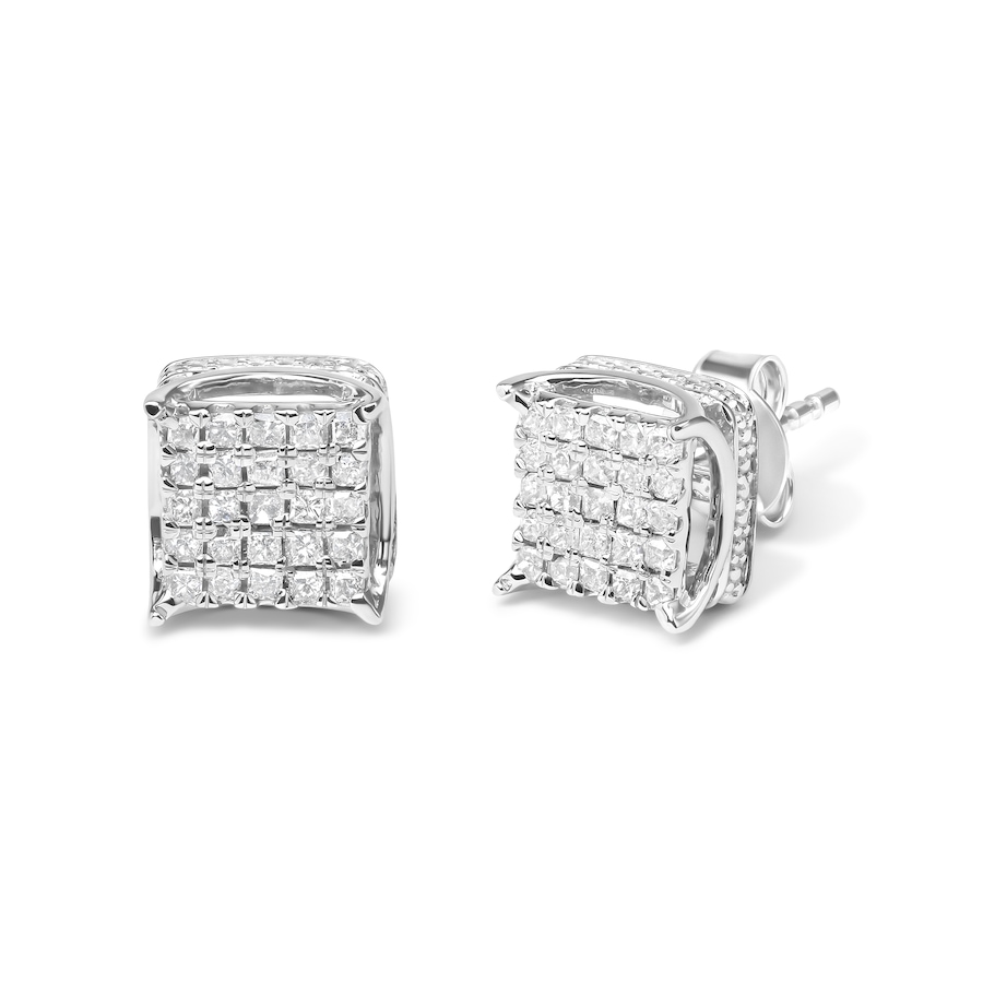 Image 990604_ALTMORE1.jpg, Product 990-604 / Price $2,256.00, 10K White Gold 1/2 Cttw Princess Cut Diamond Square Shaped Multi Stone Stud Earrings (H-I Color, SI1-SI2 Clarity) from Haus of Brilliance on TSC.ca's Jewellery department