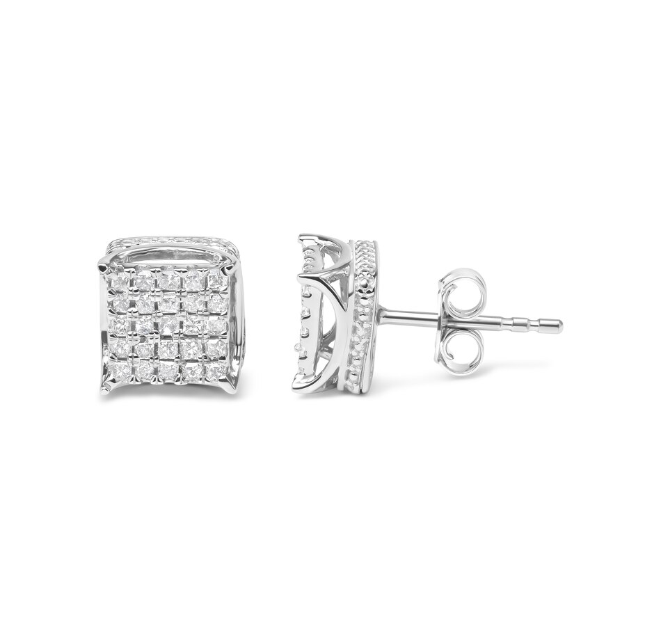 Image 990604_ALTMORE2.jpg, Product 990-604 / Price $2,256.00, 10K White Gold 1/2 Cttw Princess Cut Diamond Square Shaped Multi Stone Stud Earrings (H-I Color, SI1-SI2 Clarity) from Haus of Brilliance on TSC.ca's Jewellery department
